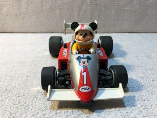 Vintage 1988 Walt Disney Mickey Mouse Masudaya Pull Back M - 1 Race Car Racing Toy