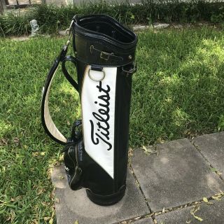 Vintage Titleist Patent Leather 3 Way Golf Bag Rain Cover/4 Matching Wood Covers