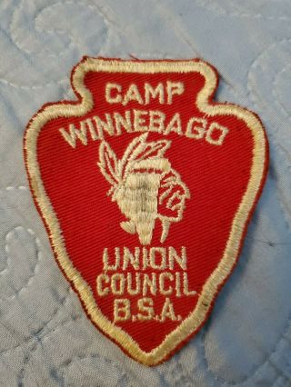 Vintage Camp Winnebago Boy Scout Patch Arrowhead Bsa Union Council Camper Nj