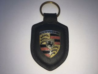 C1970s Vintage Porsche Enamel&leather Heubach Promotional Keyring