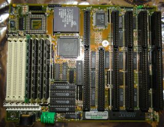 Opti 386 Motherboard 128k Cache 4mb Ram Amd Dxl - 40 Mhz Cpu Vintage