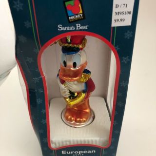 Santa’s Best Disney Donald Duck European Style Blown Glass Christmas Ornament