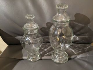 2 Antique Vintage Drug Store Apothecary Candy Glass Jar Container