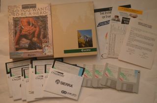 Rare Vintage Quest For Glory 1: So You Want To Be A Hero Ms - Dos (3.  5” & 5.  25”)