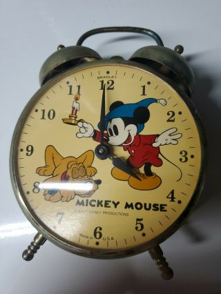 Vintage Bradley Disney Mickey Mouse And Pluto Non Alarm Clock