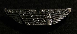Vintage Western Airlines Lapel Pin - Aviation Native American Indian Logo