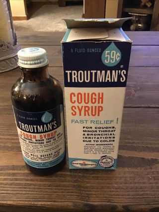 Vintage Nos Troutman’s Cough Syrup Family Size