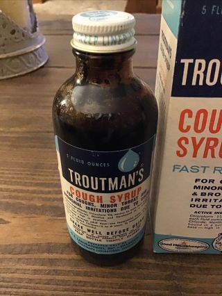 Vintage NOS TROUTMAN’S COUGH SYRUP Family Size 2