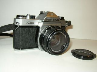 Vtg Asahi Pentax K1000 35mm Film Camera W/ Pentax - M 50mm Lens,  Strap & Lens Cap