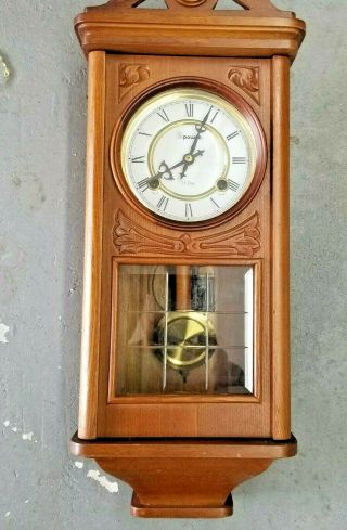 35 Day Running Miniature Victorian Style Striking Wall Clock With Etched Glass