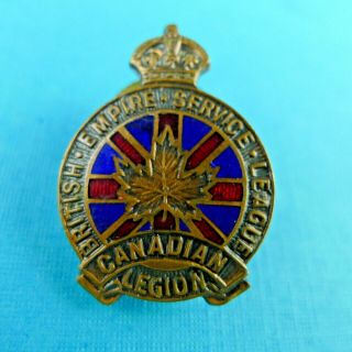Canadian Legion British Empire Service League Enamel Pin Scully Ltd.  1927