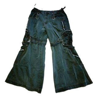 Vintage 90s Tripp NYC Black Grunge Gothic Punk Emo Drawstring Zips Size XL Pants 2