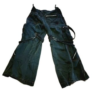 Vintage 90s Tripp NYC Black Grunge Gothic Punk Emo Drawstring Zips Size XL Pants 3