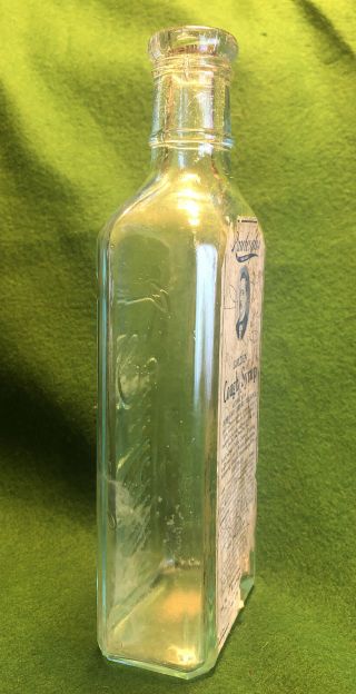 Vintage Rawleighs Golden Cough Syrup Apothecary Embossed Glass Pharmacy Bottle 2