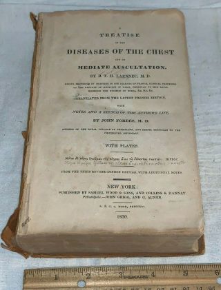 Antique 1830 Treatise Diseases Of The Chest Medicine Medical Book R.  T.  H.  Laennec
