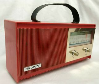 Vtg 1960s Sony Tr - 628 Transistor Am Portable Radio Red