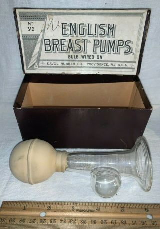 Antique English Breast Pump Glass Nursing Baby Feeding Tool Providence Ri
