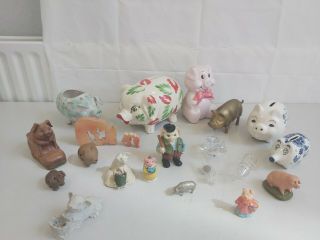 Bundle Collectable Pig Ornaments Piggy Banks Various Materials & Sizes E41t