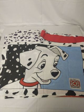 Vintage Disney 101 Dalmatians Twin Sheet Set Flat Fitted Pillow Case Dalmations