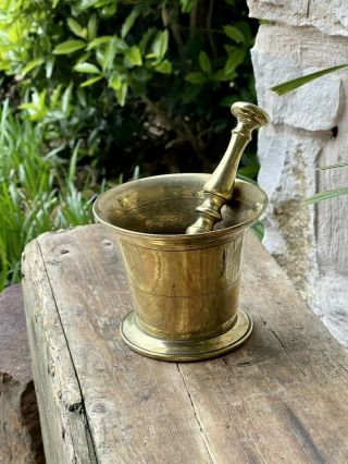 Brass Mortar And Pestle,  Pharmacy Apothecary Solid Brass Mortar And Pestle,  Soli