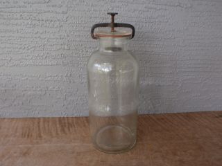 Wonderful,  Tall,  Vintage / Antique Wheaton Apothecary Jar With Screw Clamp Top