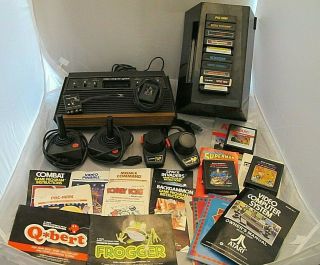 Vintage Atari Video Game System Complete W/ Controllers & 13 Games,  Manuals