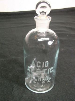 Vintage Apothecary Acid Acetic Hc2h3o2 Bottle With Glass Stopper