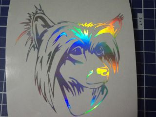 Chinese Crested Dog Dog Breed Holographic Silver Vinyl Car Window Decal Sticker