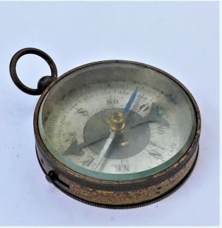 Victorian Gold Plated Magnetic Compass Vintage Antique