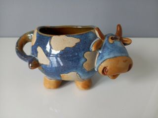 Lovely Pottery Cow With Open Top -
