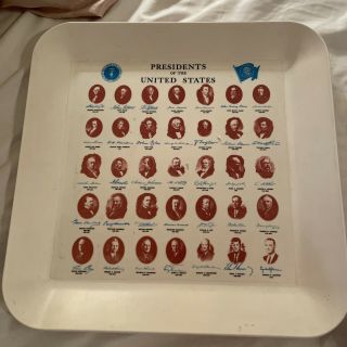 Vintage ©️1954 Waverly Products Presidents Of The United States 14” Plastic Tray