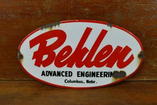 Vintage 1940’s Behlen Advanced Engineering Grain Bin Porcelain Barn Farm Sign