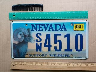 License Plate,  Nevada,  Support Wildlife,  Big - Horned Sheep,  Sw 4510