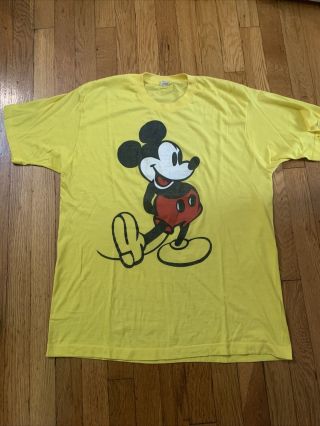 Vintage Mickey Mouse Screen Stars Disney T Shirt Size Xxl Single Stitch Yellow