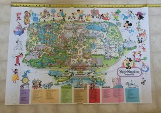 Vintage 1987 Walt Disney Resort Poster Map 43 " X 30 "