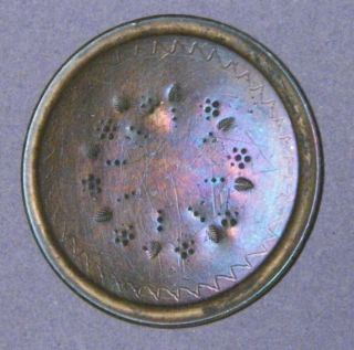 Bb Leaf & Dots Colonial Copper Antique Button 32mm.  18th Century