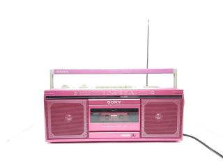 Vintage Pink Sony Cfs - 230 Boom Box Cassette Player Rare Am/fm