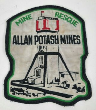 Allan Potash Mines Canada Mine Rescue 6 " X 5 " Embroidered Patch Vintage