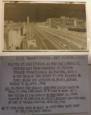 Negative Bmt York City Transit Subway Brooklyn 1956 Fulton St El