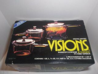 Vintage Visions Corning Ware Glass 6 - Piece Rangetop Set V - 300 - N
