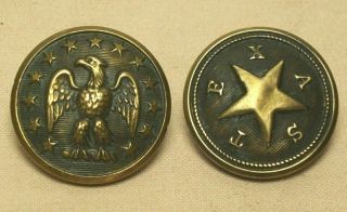 Civil War Confederate Texas Uniform Star Button & Unknown Eagle 13 Star Button