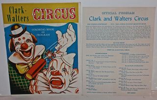 Clark - Walters Circus,  1964 Period Coloring Book And Program With Coca - Cola Ad
