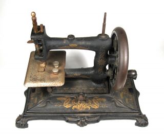 Antique German MULLER 12 Hand Crank Cast Iron Miniature Sewing Machine 5