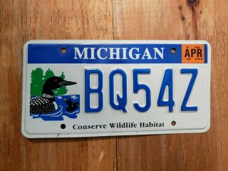 2003 Michigan License Plate Conserve Wildlife Optional Bq 54 Z