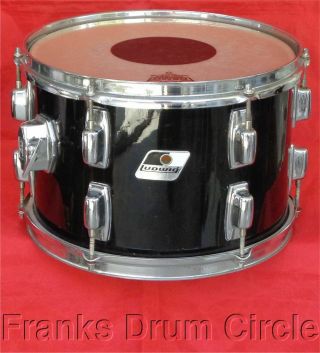 Vintage Ludwig Rocker Made In The Usa 12 " Maple Wood Tom Black Cortex Drum Set