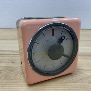 Vintage Sony Icf - A10w Pink Radio Alarm Clock Mcm Mid Century Plays Vivaldi