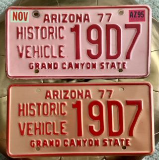 Matched Pair 1977 Arizona " Historic Vehicle " License Plates,  Solid Copper