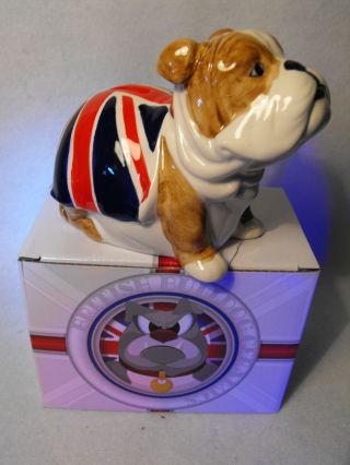 Bulldog Figure Red / White Bulldog Money Box,  Great Britain Union Jack Gift