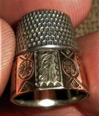 Antique Early 1900s Gold & Sterling Silver Thimble Great Scrollwork Vafo