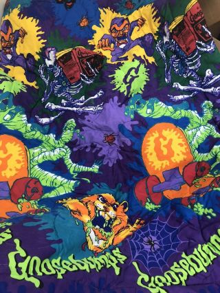 Vtg 90s R.  L Stein Goosebumps Twin Comforter Blanket Bedding 64x86 Purple Spooky
